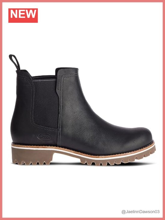 Shoes - Waterproof Leather Chelsea Ankle Boots Slip-On Low Heel Women's
